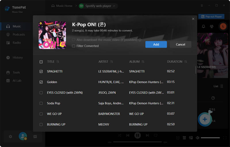 choose kpop music to convert