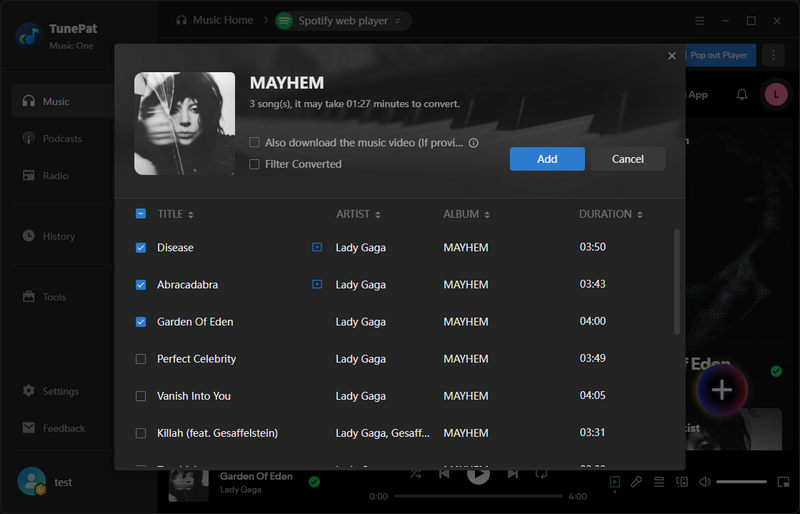 parse spotify music you want