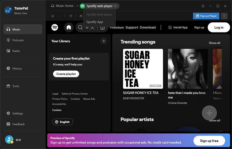 music one spotify interface
