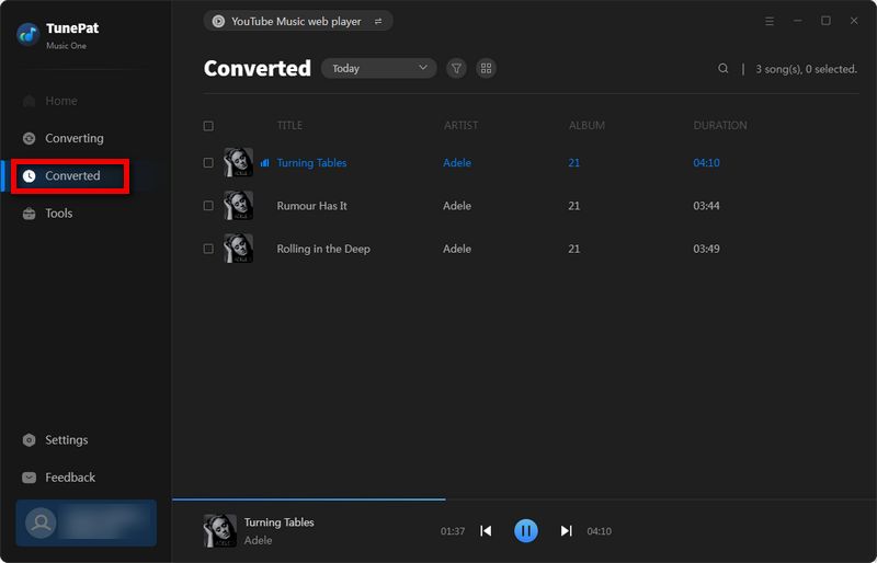 play the converted youtube music