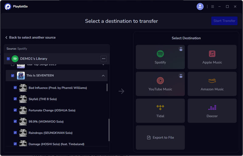 choose Spotify playlists