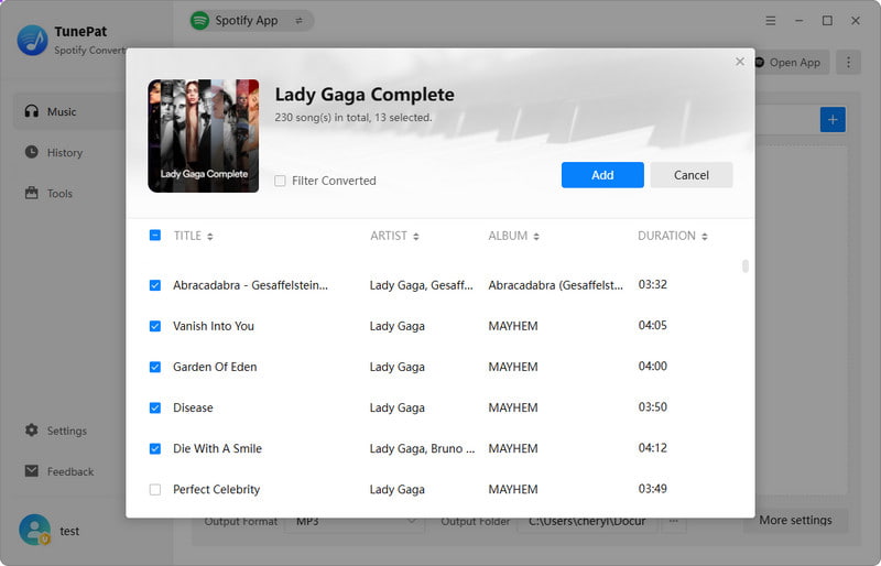 add spotify music to tunepat