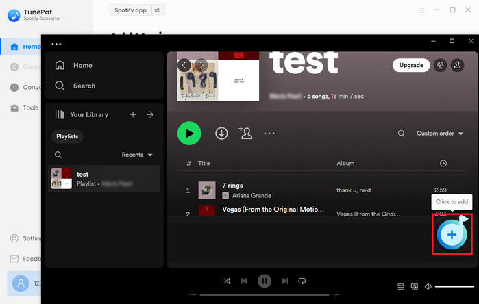 Add Spotify songs to TunePat