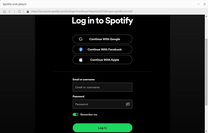 Log in Spotify account on TunePat