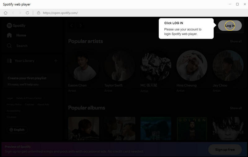 Log in Spotify account on TunePat