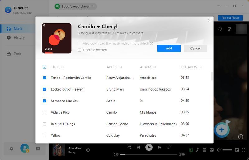 select Spotify blend playlist to convert