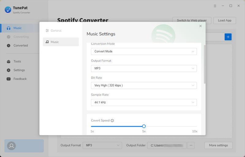 tunepat spotify converter settings