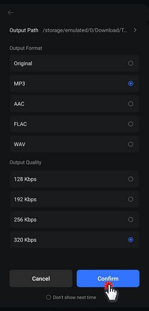 confirm to download spotify songs