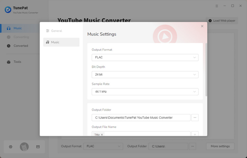 TunePat YouTube Music Converter Settings