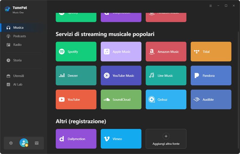 scegli l'ingresso YouTube