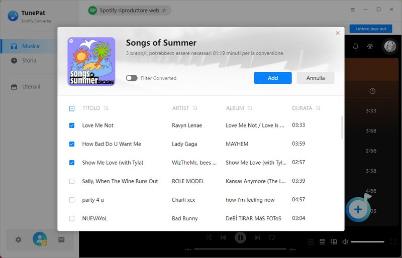 Aggiungi playlist Spotify a TunePat
