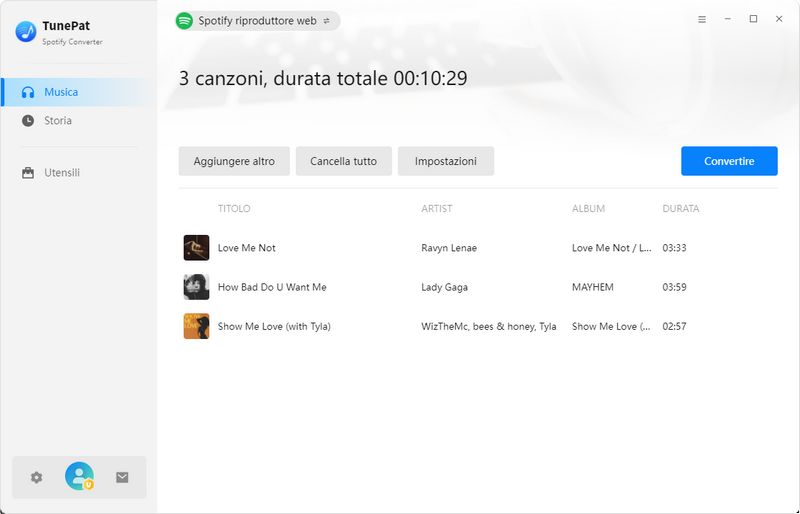 aggiungi musica Spotify