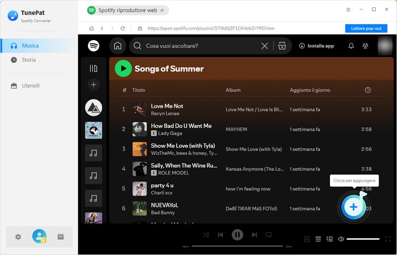 aggiungi spotify a tunepat