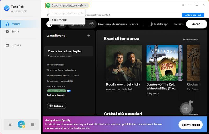 accedi a Spotify in TunePat