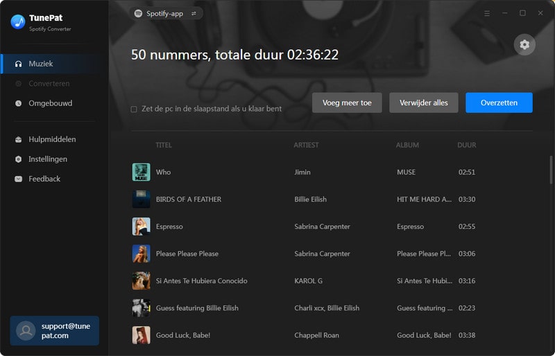 converteer spotify-nummers